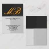 Carte de visite monogramme gris gris moderne (Devant / Derrière)