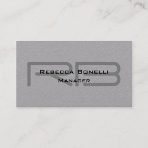 Carte De Visite Monogramme gris haut de gamme minimaliste plat