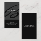 Carte De Visite Monogramme gris moderne (Devant / Derrière)