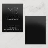 Carte de visite monogramme gris moderne Chubby (Devant / Derrière)