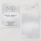 Carte de visite monogramme gris moderne Chubby (Devant / Derrière)