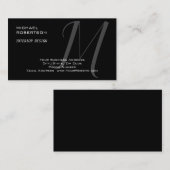 Carte De Visite Monogramme gris noir Concepteur intérieur Moderne  (Devant / Derrière)
