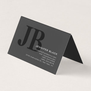 Carte De Visite Monogramme Gris Noir Consultant Moderne Minimalist