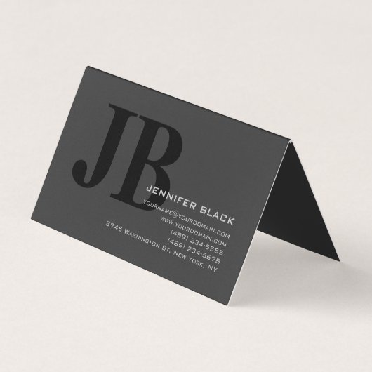 Carte De Visite Monogramme Gris Noir Consultant Moderne Minimalist (Devant)