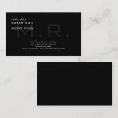 Carte De Visite Monogramme gris noir Créatif Moderne Plat (Devant / Derrière)