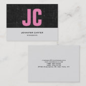 Carte De Visite monogramme gris noir rose rose rose unique et tend (Devant / Derrière)