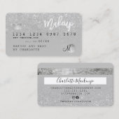 Carte De Visite monogramme gris parties scintillant argent de la c (Devant / Derrière)