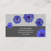 Carte De Visite Monogramme gris rectangle bleu fleur de maïs (Dos)