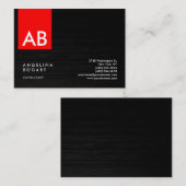 Carte De Visite Monogramme Gris Rouge Bois moderne Consultant mode (Devant / Derrière)