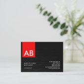 Carte De Visite Monogramme Gris Rouge Bois moderne Consultant mode (Debout devant)