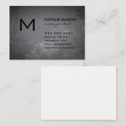 Carte De Visite Monogramme gris rustique (Devant / Derrière)