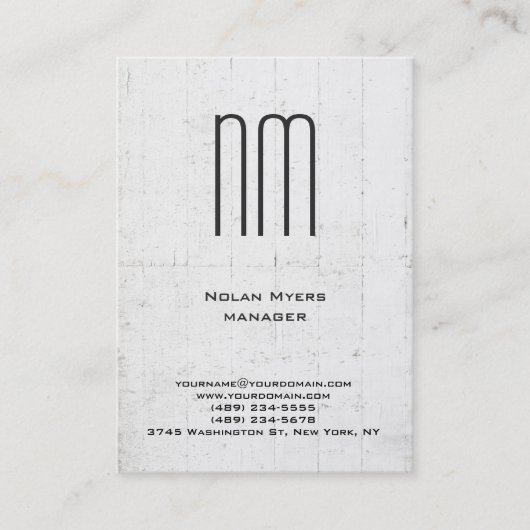 Carte De Visite Monogramme gris simple et simple (Devant)