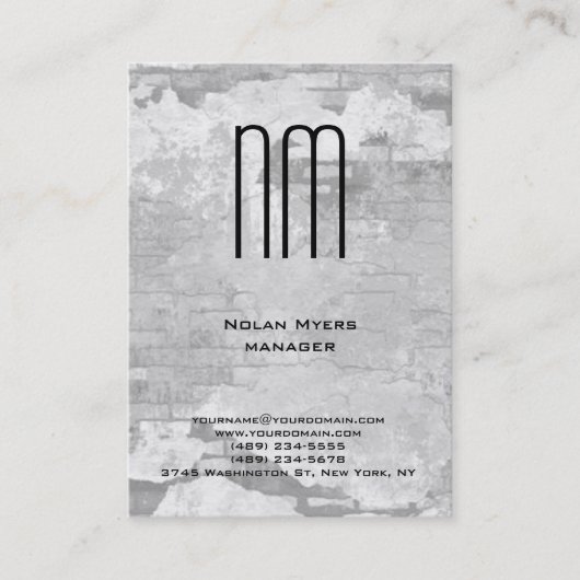 Carte De Visite Monogramme gris simple uni moderne unique (Devant)