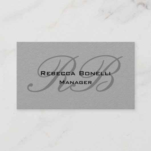Carte De Visite Monogramme gris tendance minimaliste (Devant)