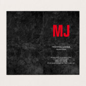 Carte De Visite monogramme gris vertical rouge tendance unique (Extérieur déplié)
