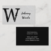 Carte De Visite Monogramme Grungy Grand Type (Devant / Derrière)