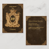 Carte De Visite Monogramme héraldique grunge (Devant / Derrière)