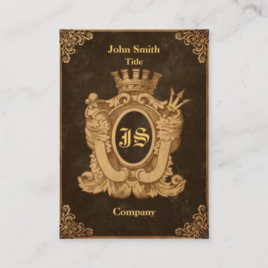 Carte De Visite Monogramme héraldique grunge (Devant)