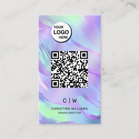 Carte De Visite Monogramme holographique du code QR (Devant)