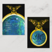 Carte De Visite MONOGRAMME HYPER BUTTERFLY opale jaune bleu noir (Devant / Derrière)
