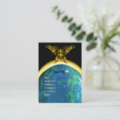 Carte De Visite MONOGRAMME HYPER BUTTERFLY opale jaune bleu noir (Debout devant)