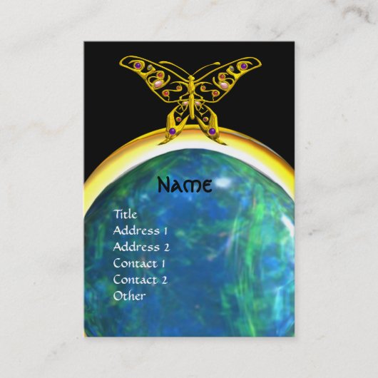 Carte De Visite MONOGRAMME HYPER BUTTERFLY opale jaune bleu noir (Devant)