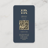 Carte De Visite Monogramme I Dark Blue Gold Professionnel Moderne (Dos)