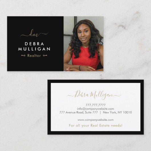 Carte de visite Monogramme immobilier moderne (Devant / Derrière)