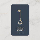 Carte De Visite Monogramme immobilier moderne bleu foncé (Devant)