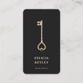 Carte De Visite Monogramme immobilier moderne Noir Or (Devant)