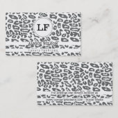 Carte De Visite Monogramme | Impression Cheetah (blanc) (Devant / Derrière)