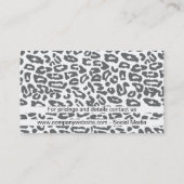Carte De Visite Monogramme | Impression Cheetah (blanc) (Dos)
