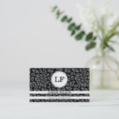 Carte De Visite Monogramme | Impression de guépard (gris) (Debout devant)