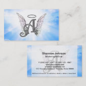 Carte De Visite Monogramme Initial A, Angel Wings & Halo avec Nuag (Devant / Derrière)
