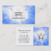 Carte De Visite Monogramme initial C avec des ailes d'ange, nuages (Devant / Derrière)