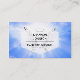 Carte De Visite Monogramme initial C avec des ailes d'ange, nuages