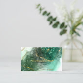 Carte De Visite Monogramme initial de l'Agate de marbre vert (Debout devant)