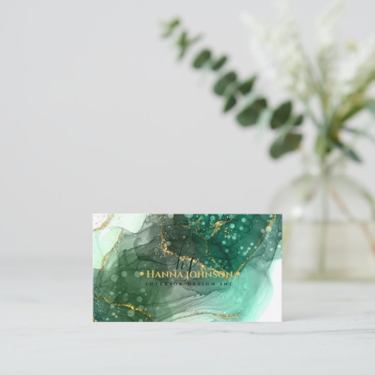Carte De Visite Monogramme initial de l'Agate de marbre vert (Debout devant)