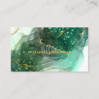 Carte De Visite Monogramme initial de l'Agate de marbre vert