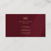 Carte De Visite Monogramme Initial de Texte Or Élégant Professionn (Dos)