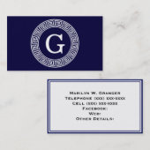 Carte De Visite Monogramme initial du cadre de la ligne de la clé  (Devant / Derrière)