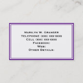 Carte De Visite Monogramme initial du cadre de ligne clé grecque v (Dos)