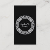 Carte De Visite Monogramme initial du cadre de ligne de clé grecqu (Dos)