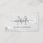 Carte De Visite Monogramme Initial et Nom avec Feuille d'Argent Él (Devant)