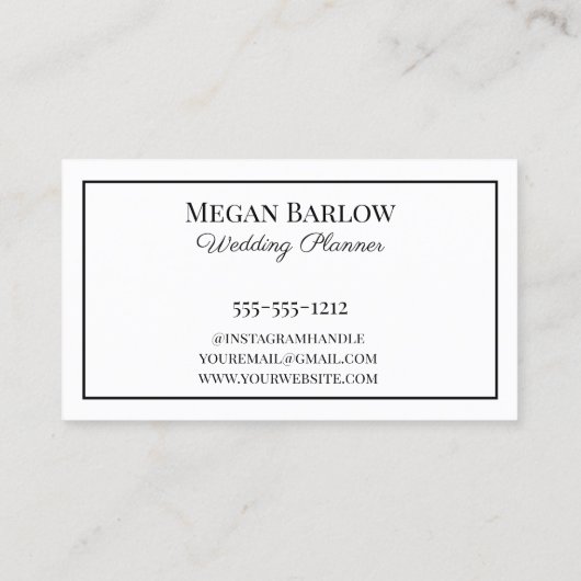 Carte De Visite Monogramme initial et nom Classement noir (Dos)