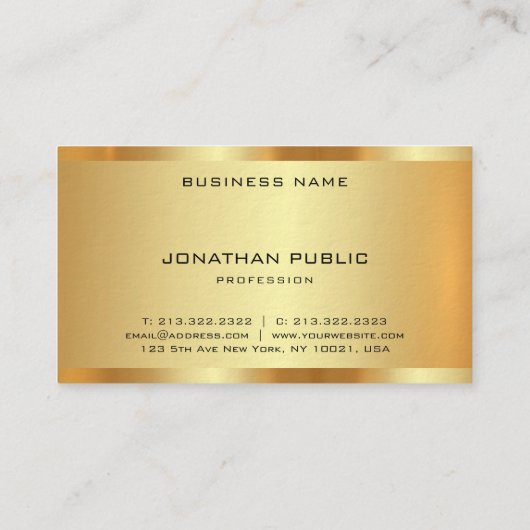 Carte De Visite Monogramme initial Faux Gold Modern Professional (Dos)