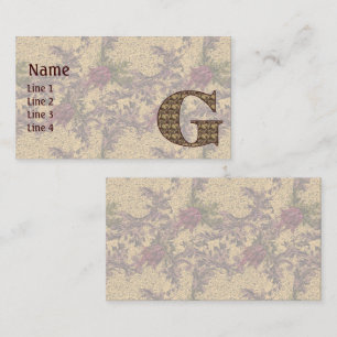 Carte De Visite Monogramme Initial G Élégant Floral Vintage