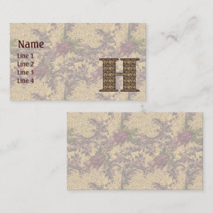 Carte De Visite Monogramme Initial H Élégant Floral Vintage
