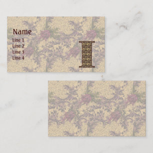 Carte De Visite Monogramme Initial I Élégant Floral Vintage