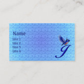 Carte De Visite Monogramme Initial J Élégant Bluebird (Devant)